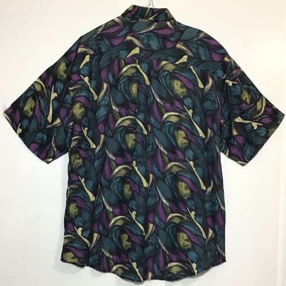 Vintage Goouch 80’s Silk Abstract Print Short Sleeve Button Down Shirt - Picture 3 of 5